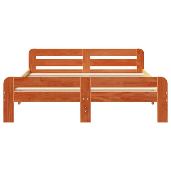 vidaXL Bed Frame without Mattress Wax Brown 150x200 cm King Size Solid Wood Pine