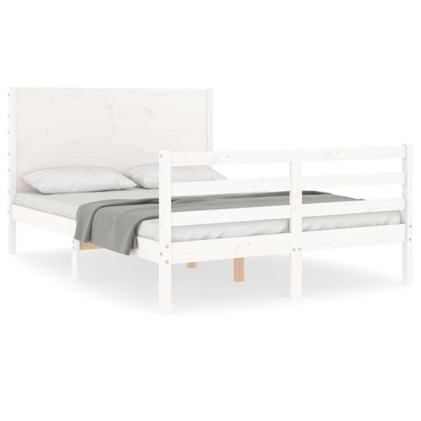 vidaXL Bed Frame without Mattress White 140x190 cm Solid Wood