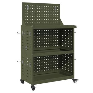 vidaXL Tool Trolley Olive Green 65 x 35 x 111 cm Cold-rolled Steel