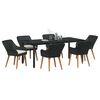 vidaXL Garden Dining Set with Cushion 7 pcs Black Poly Rattan
