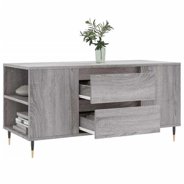 vidaXL Coffee Table Grey Sonoma 102x44.5x50 cm Engineered Wood
