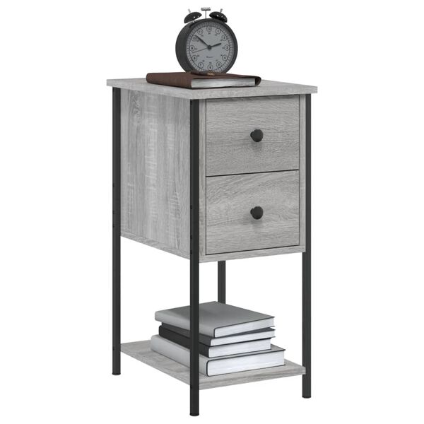vidaXL Bedside Cabinet Grey Sonoma 32x42x70 cm Engineered Wood
