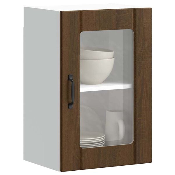 vidaXL Kitchen Wall Cabinet with Glass Door Lucca Brown Oak