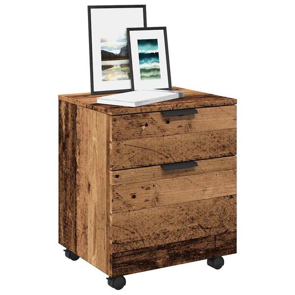 vidaXL Mobile File Cabinet with Wheels Old Wood 45x38x54 cm Engineered Wood