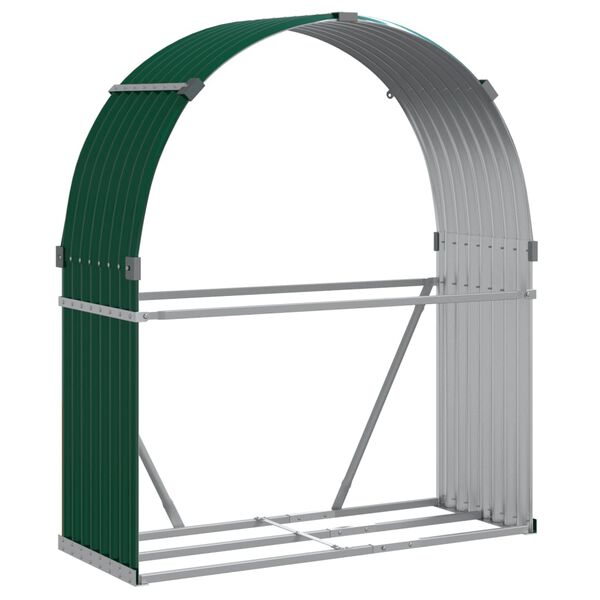 vidaXL Log Holder Green 120x45x140 cm Galvanised Steel