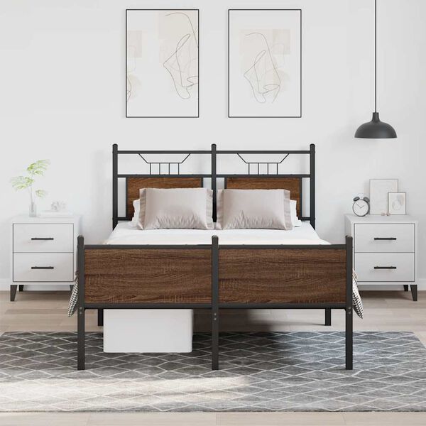 vidaXL Bed Frame without Mattress Brown Oak 120x200 cm Engineered Wood