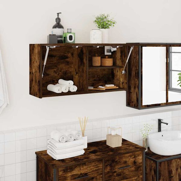 vidaXL Bathroom Wall Cabinet Smoked Oak 80x25x40 cm Engineered Wood