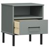vidaXL Bedside Cabinet with Metal Legs Grey Solid Wood Pine OSLO