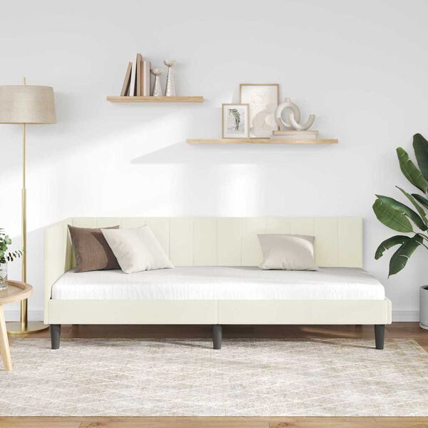 vidaXL Corner Bed Frame with Headboard Cream 80 x 200 cm Velvet