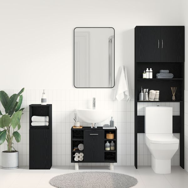 vidaXL Bathroom Cabinet Black Oak 60 x 32 x 54 cm Engineered Wood