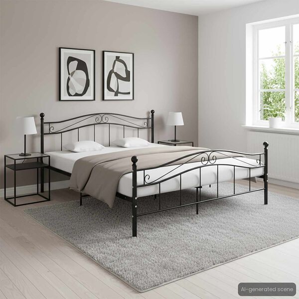 vidaXL Bed Frame without Mattress Black Metal 160x200 cm