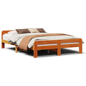 vidaXL Bed Frame without Mattress Wax Brown 140x190 cm Solid Wood Pine
