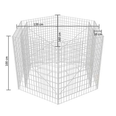 vidaXL Hexagonal Gabion Raised Bed 160x140x100 cm