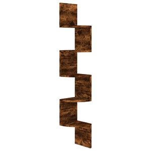 vidaXL Wall Corner Shelf | Smoked oak | Engineered wood | Medium | Wall mounting