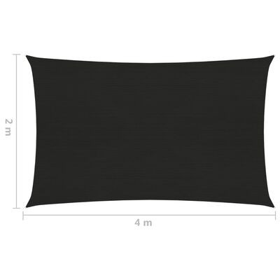 vidaXL Sunshade Sail 160 g/m² Black 2x4 m HDPE
