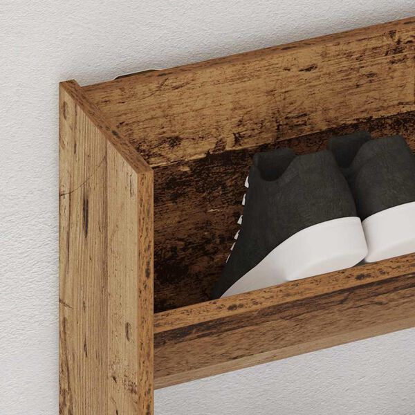 vidaXL Wall Shoe Cabinet Old Wood 80x18x90 cm Engineered Wood