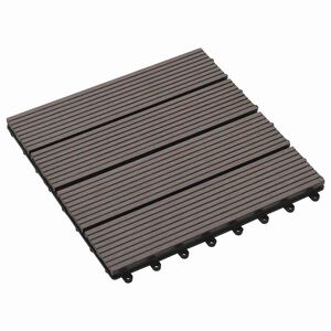 vidaXL Decking Tile 11 pcs Dark Brown 30 x 30 cm WPC