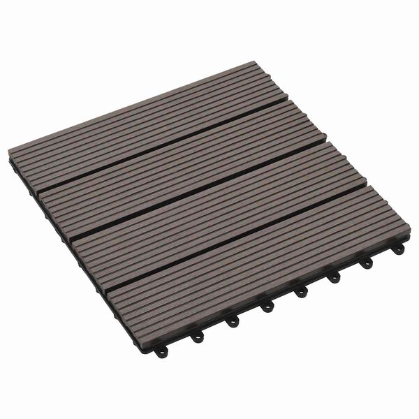 vidaXL Decking Tile 11 pcs Dark Brown 30 x 30 cm WPC