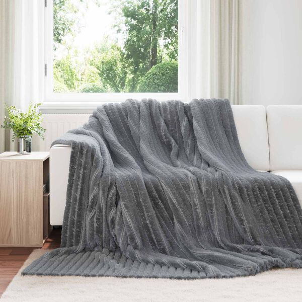 vidaXL Throw Blanket Dark Grey 240 x 220 cm Fleece