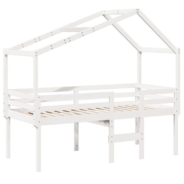 vidaXL High Sleeper Bed without Mattress White 90x200 cm Solid Wood Pine