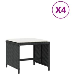 vidaXL Garden Stools with Cushions 4 pcs Black 41x41x36 cm Poly Rattan