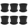 vidaXL Plant Pots 6 pcs Black &Oslash; 15 x 12 cm Plastic