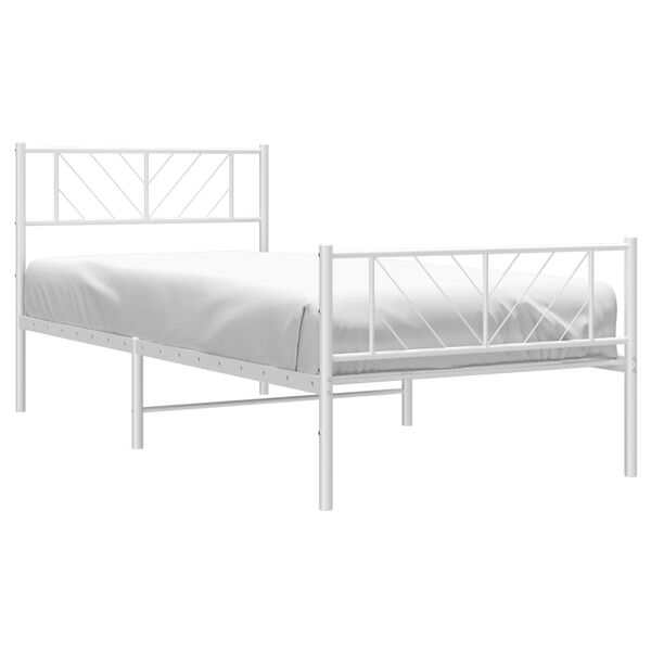 vidaXL Metal Bed Frame without Mattress with Footboard White 75x190cm