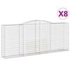 vidaXL Arched Gabion Baskets 8 pcs 400x50x160/180 cm Galvanised Iron