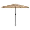 vidaXL Garden Parasol with LEDs and Steel Pole Brown 324x324x247 cm