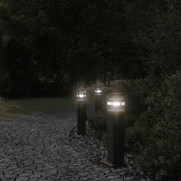 vidaXL Outdoor Floor Lamps with Outlet 3pcs Black 50 cm Aluminium