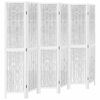 vidaXL Room Divider 6 Panels White Solid Wood Paulownia
