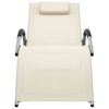 vidaXL Sun Loungers Textilene 2 pcs Cream and Grey