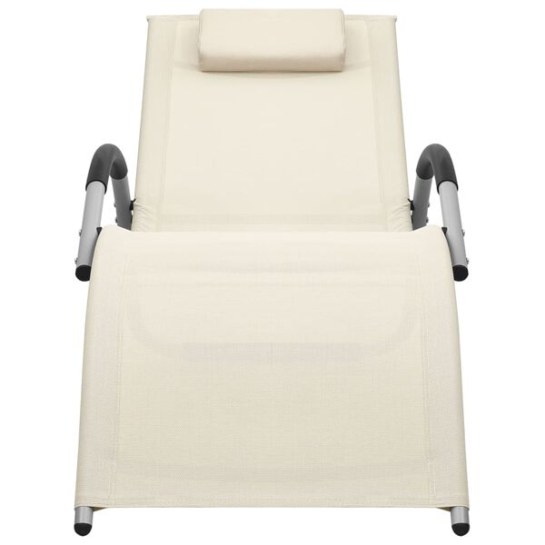 vidaXL Sun Loungers Textilene 2 pcs Cream and Grey