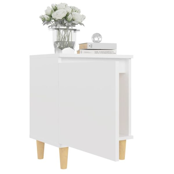vidaXL Bed Cabinet with Solid Wood Legs White 40x30x50 cm