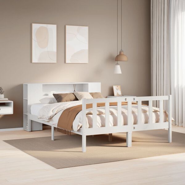 vidaXL Bookcase Bed without Mattress White 120x200 cm Solid Wood Pine