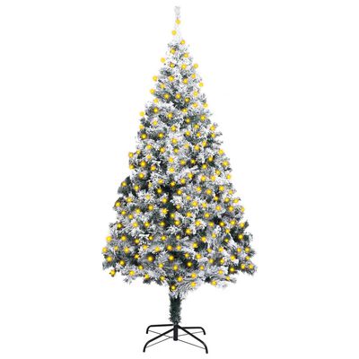 vidaXL Artificial Pre-lit Christmas Tree with Flocked Snow Green 300cm PVC