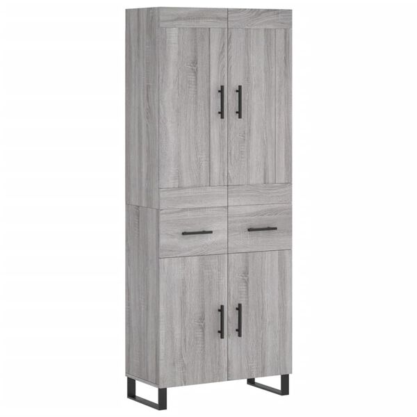 vidaXL Highboard Grey Sonoma 69.5x34x180 cm Engineered Wood