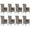 vidaXL 9 Piece Garden Dining Set Grey Poly Rattan&Solid Wood Acacia