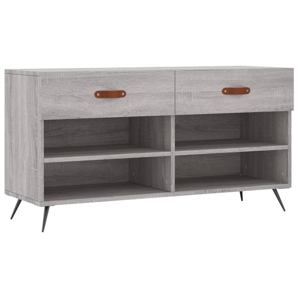 vidaXL Shoe Bench Grey Sonoma 102x35x55 cm Engineered Wood