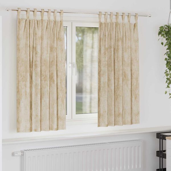 vidaXL Velvet Curtains with Curtains 2 pcs Cream 175 x 140 cm Velvet