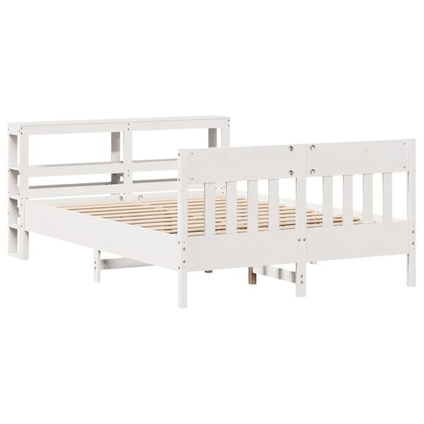vidaXL Bed Frame without Mattress White 140x190 cm Solid Wood Pine