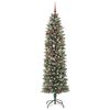 vidaXL Artificial Slim Christmas Tree Green and white 210 cm