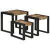 vidaXL Nesting Table 3 pcs Brown and Black 50 x 40 x 45 cm