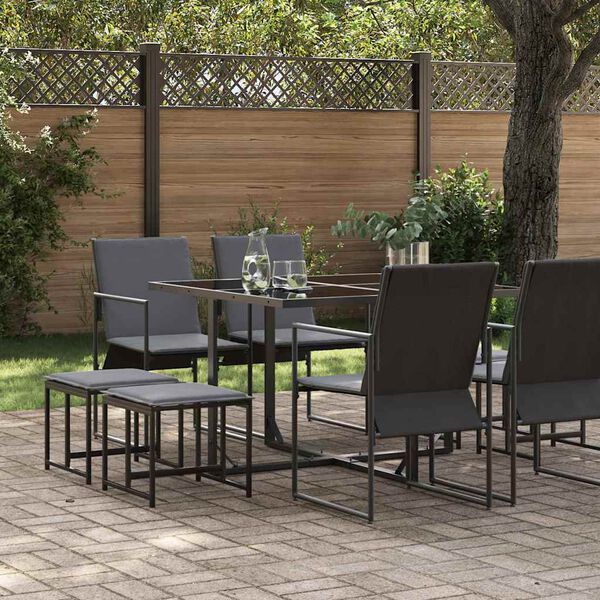 vidaXL Garden Dining Set 9 pcs Black Steel