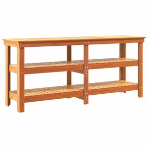 vidaXL Work Bench with Shelf with Storage Wax Brown Solid Pine Wood