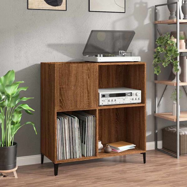 vidaXL Record Cabinet Brown Oak 84.5x38x89 cm Engineered Wood