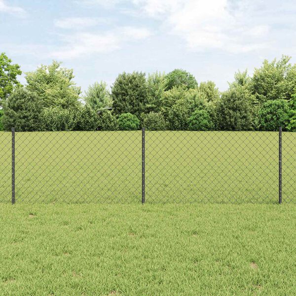 vidaXL Fence with Post Grey 0.6 x 10 m Steel and PVC