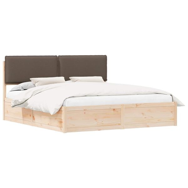vidaXL Bed Frame with Upholstered Headboard Taupe 180 x 200 cm