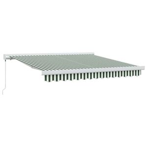 vidaXL Retractable Awning Green and White 300 x 250 cm