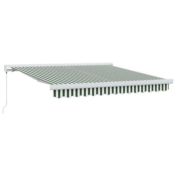 vidaXL Retractable Awning Green and White 300 x 250 cm